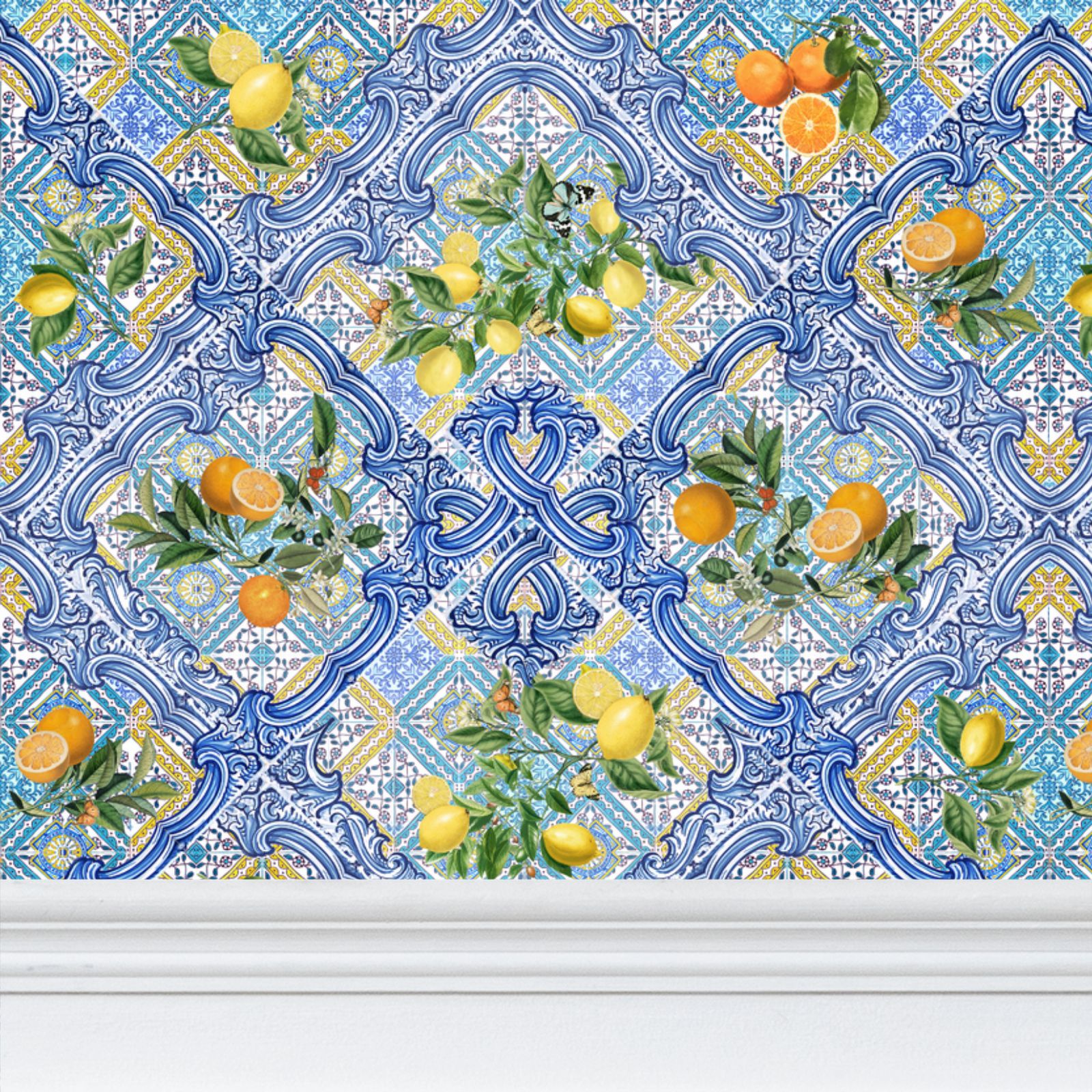 Wallpaper - Sicilian citrus fruit maiolica