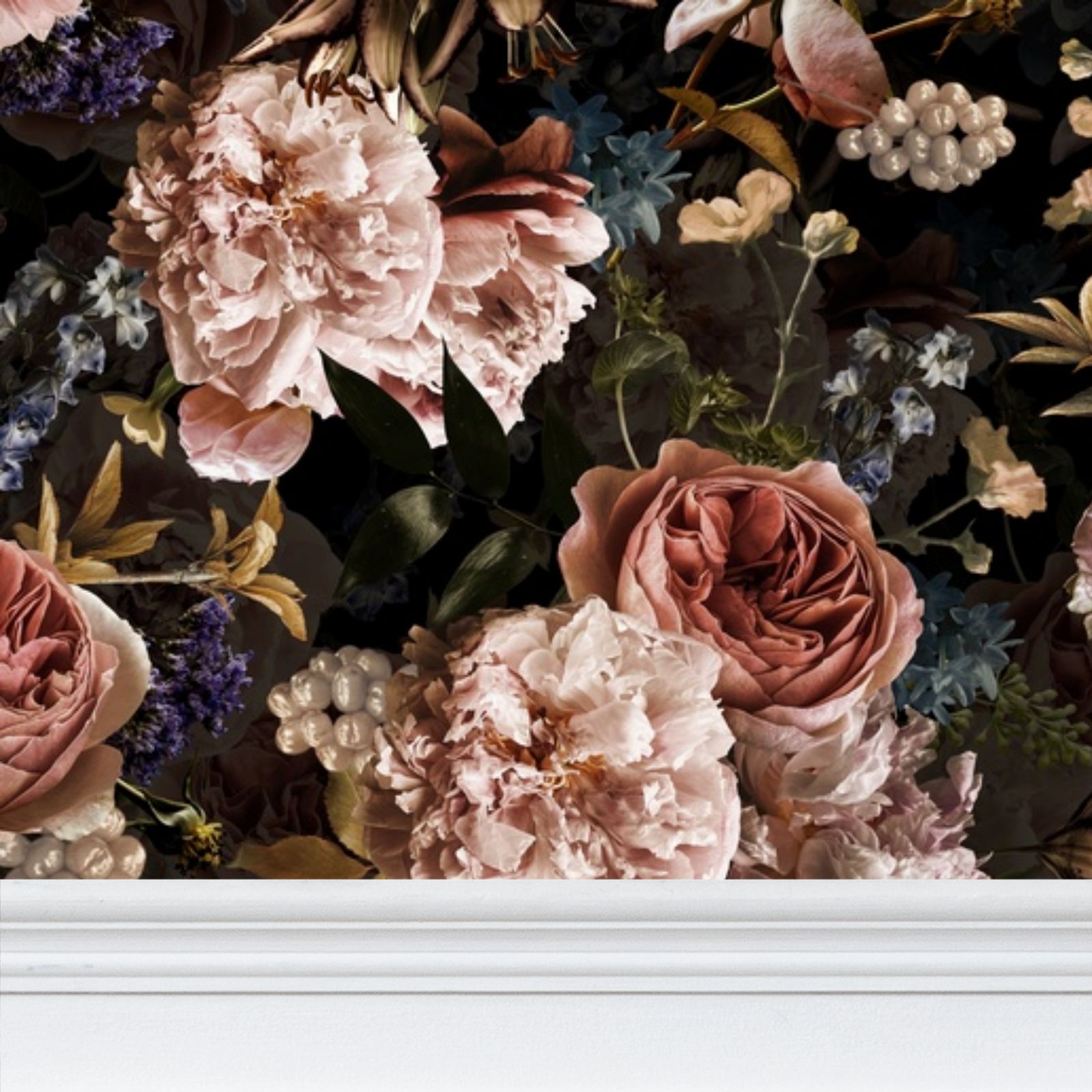 Dark Baroque Roses Midnight Garden Wallpaper