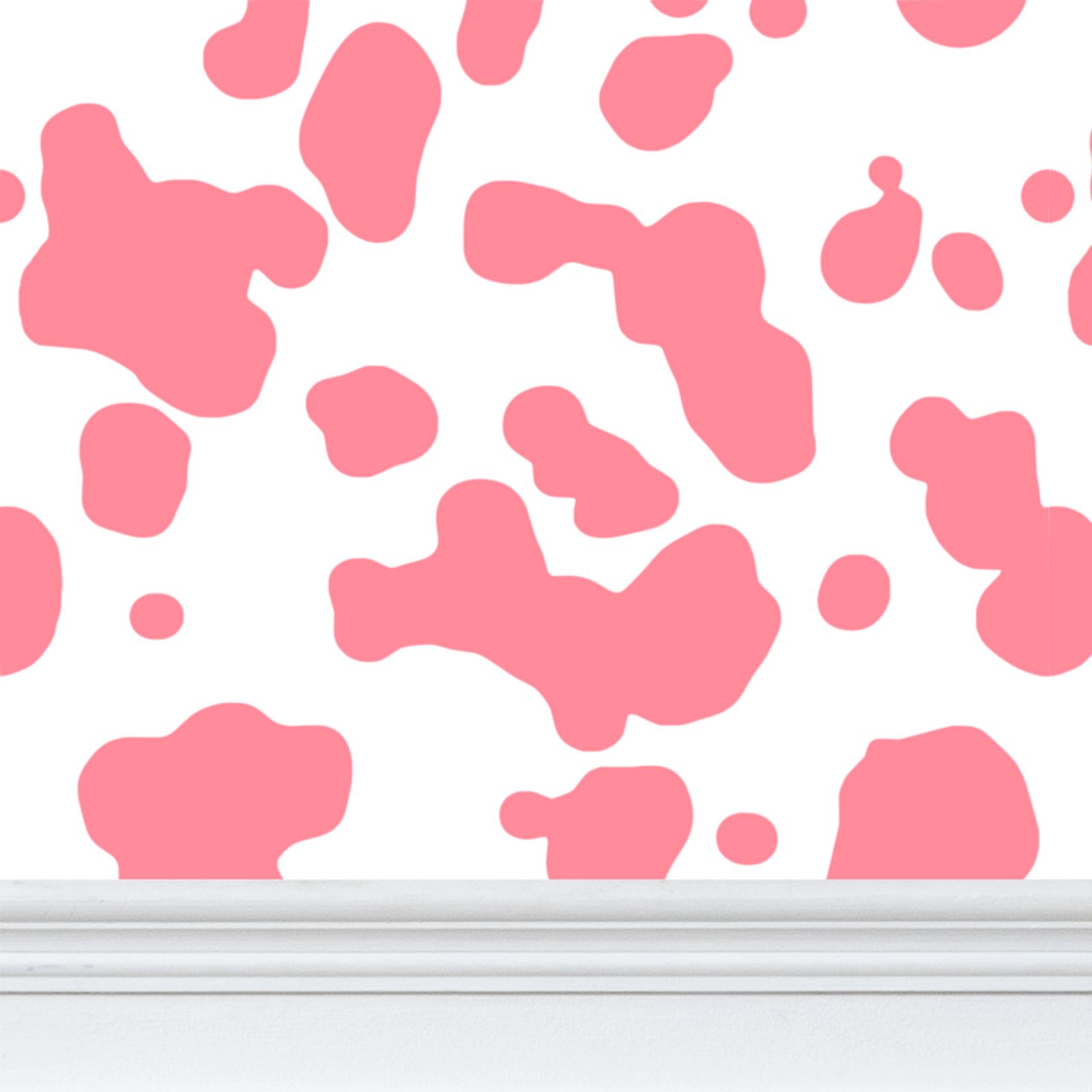 Salmon Pink Cow Print Wallpaper