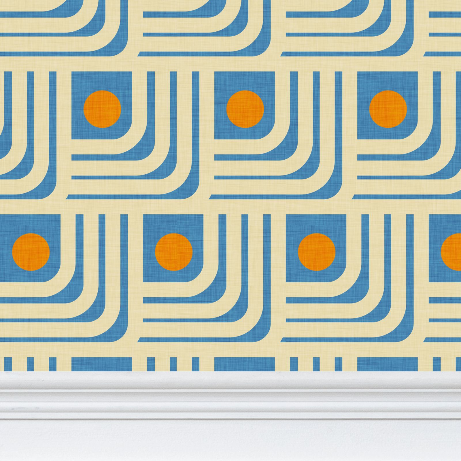 70s Circles Lines Blue