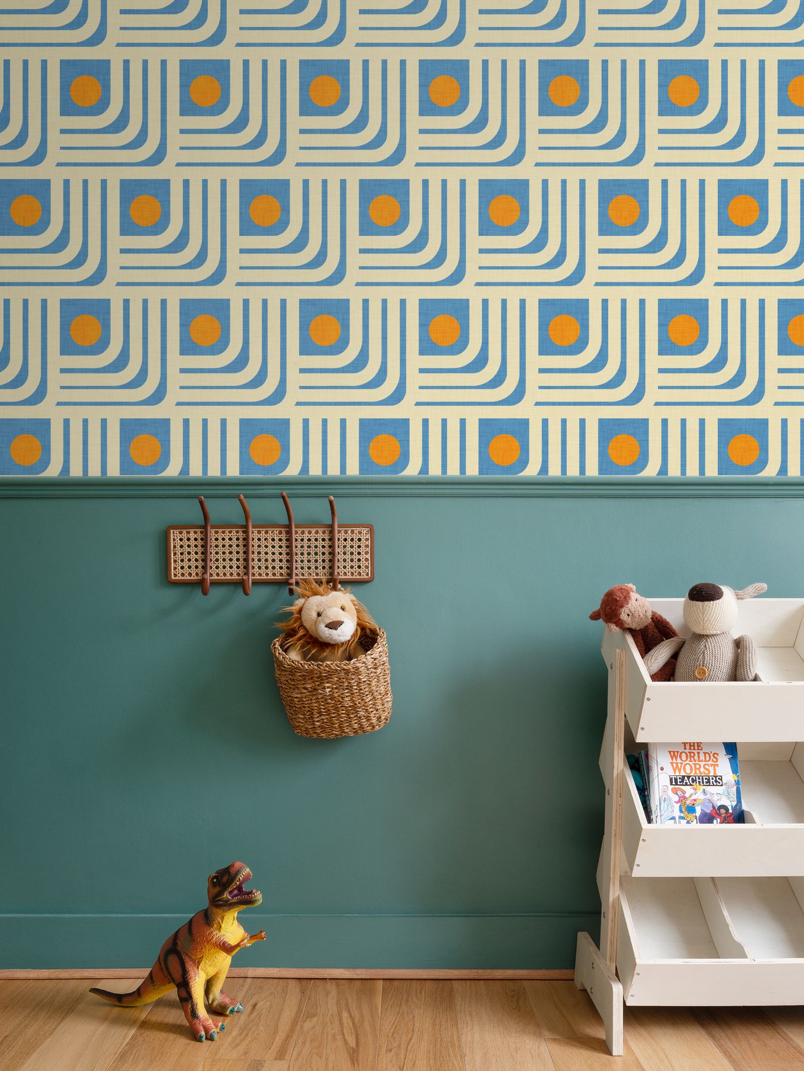 70s Circles Lines Blue