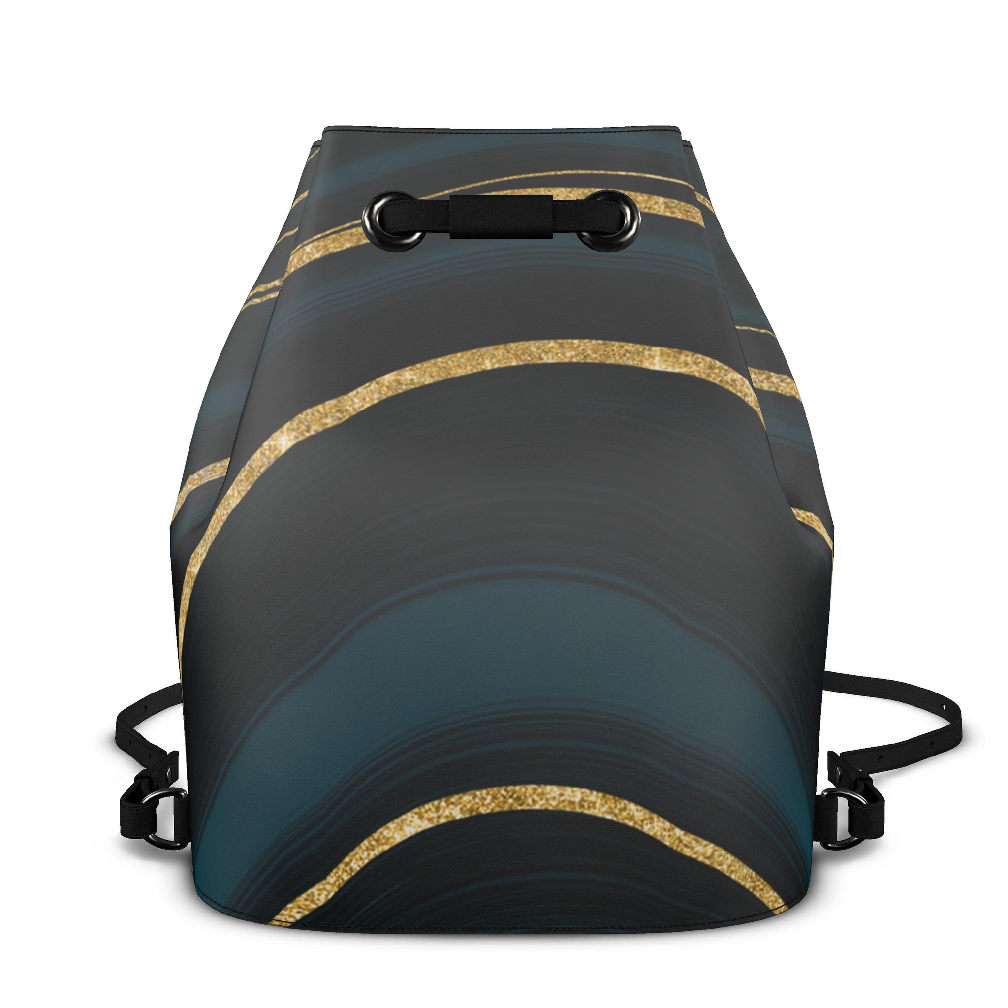 8560 Leather Drawstring Backpack Stylish Color-Blocked Printed Design Leather Drawstring Backpack main image 3