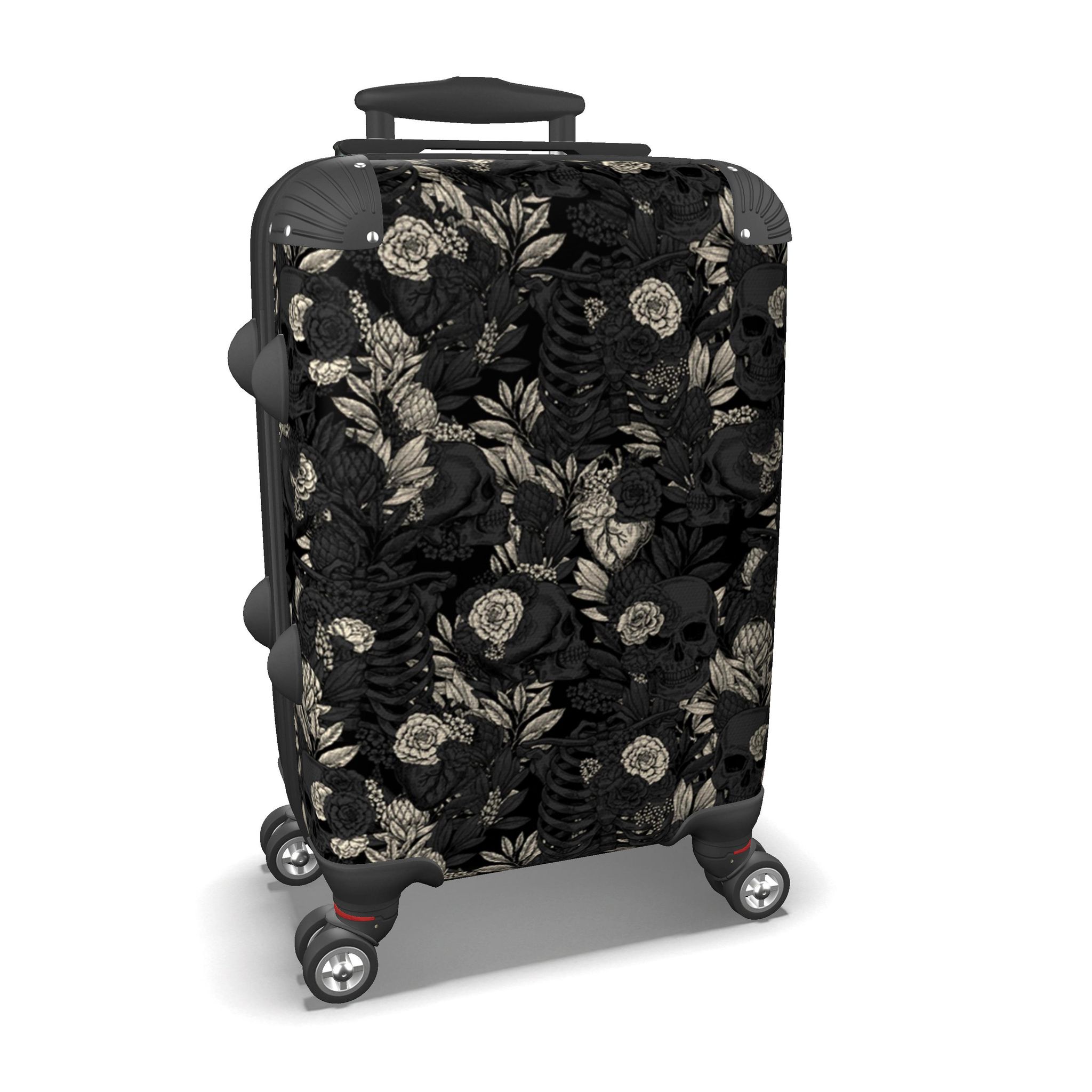 Black floral luggage sales