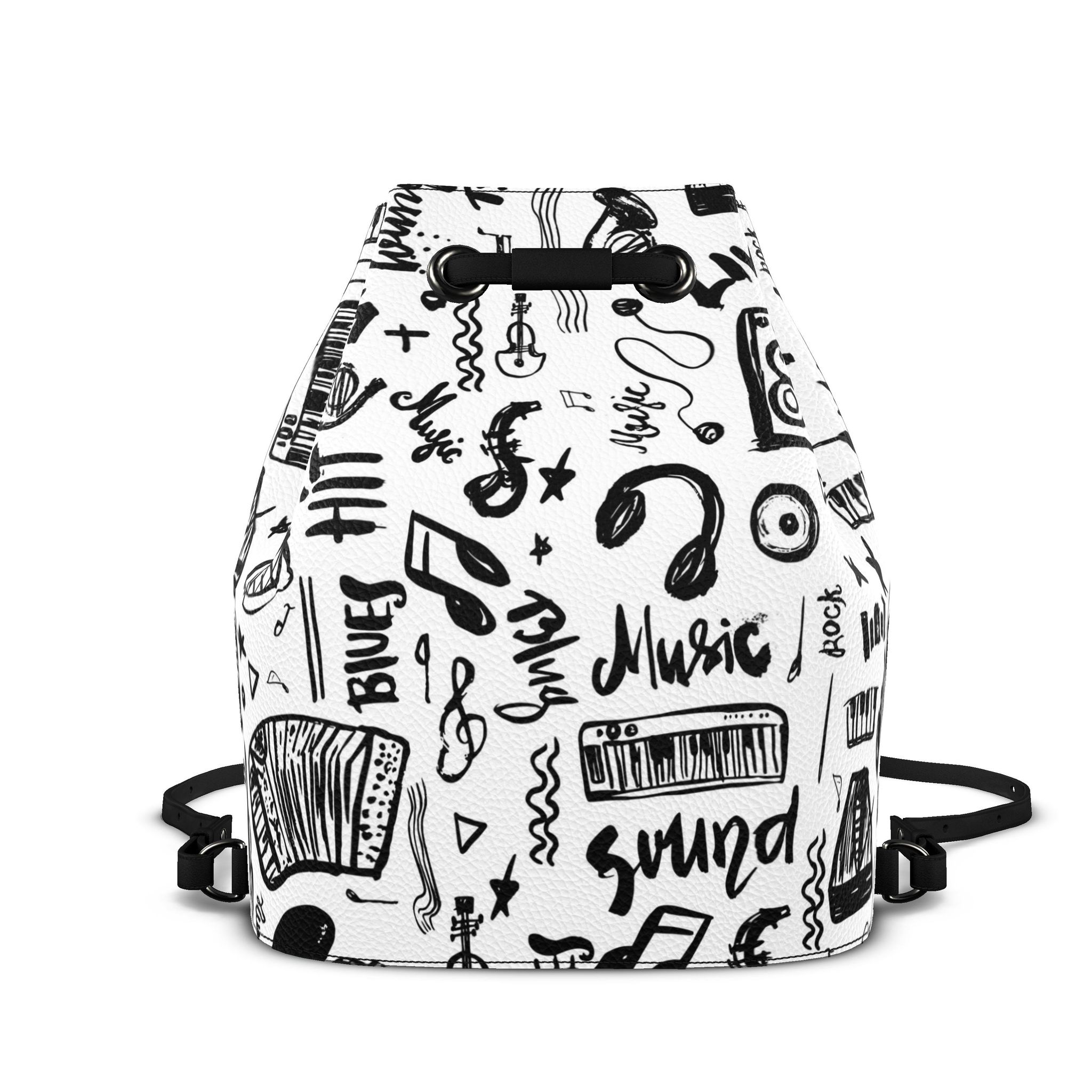 8560 Leather Drawstring Backpack Stylish Color-Blocked Printed Design Leather Drawstring Backpack main image 4