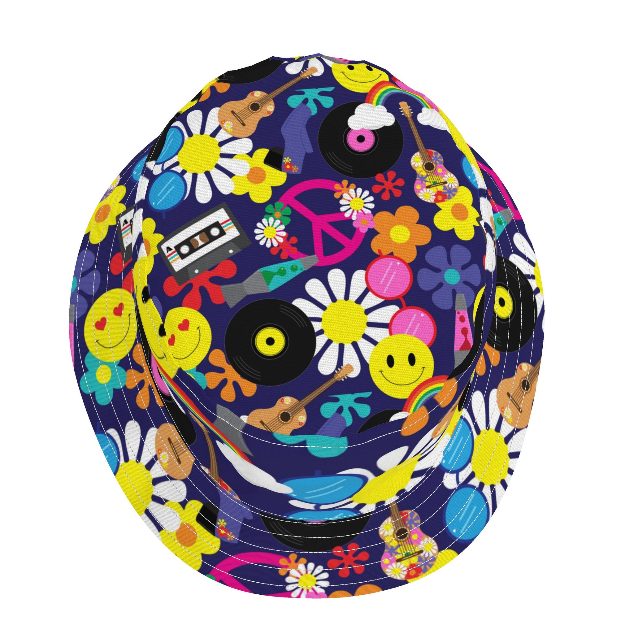 Hippie Psychedelic Patterned Bucket Hat display picture 3