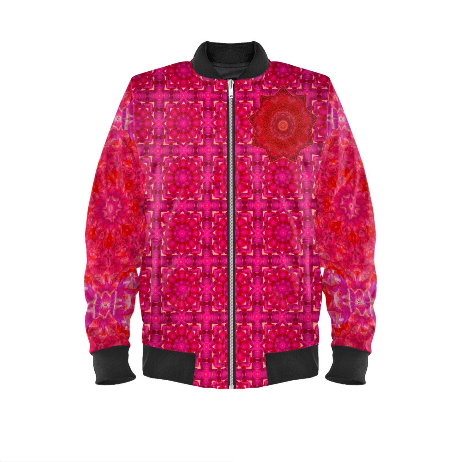 Men s Bomber Jacket Bright Red Tulips