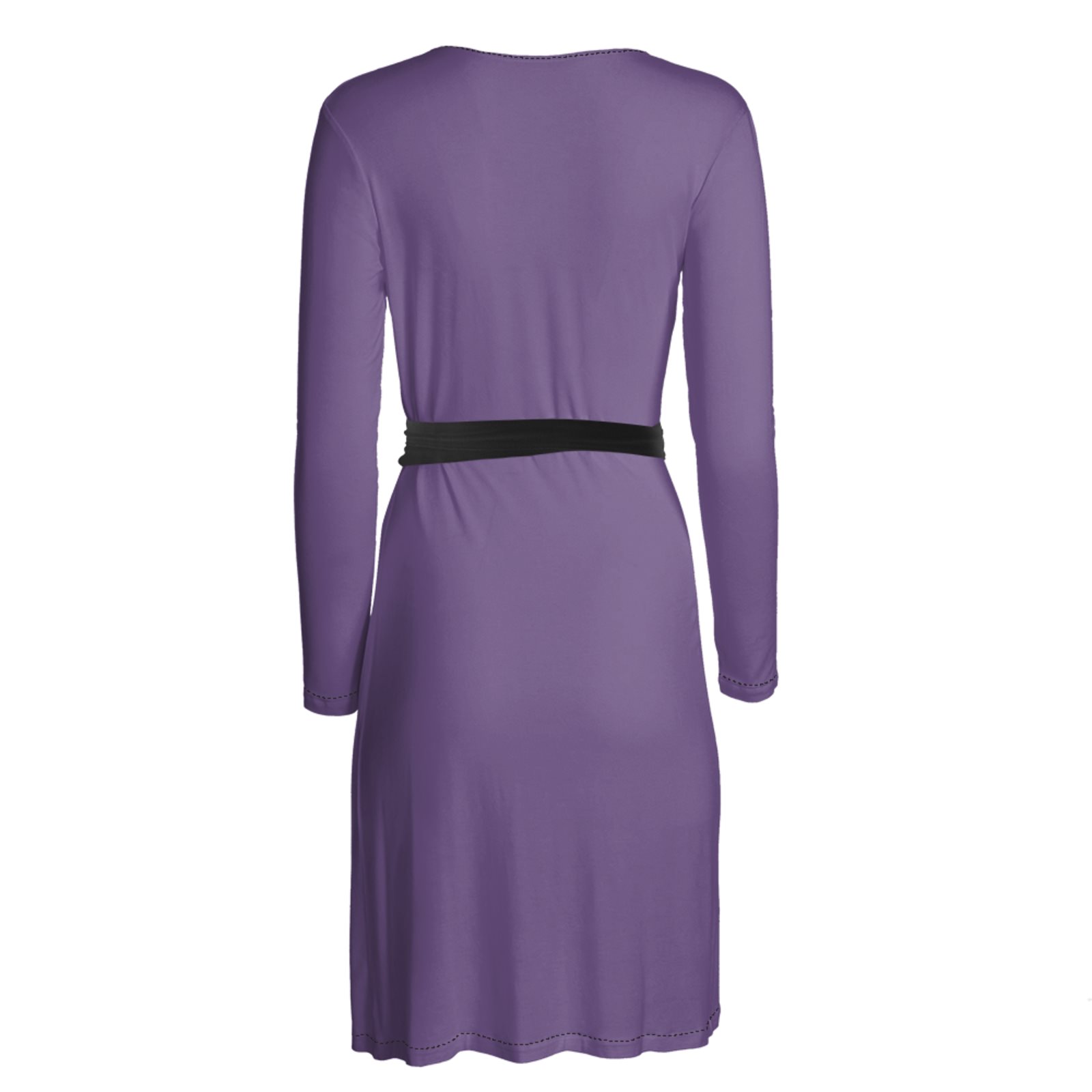 Elegant Long Sleeve Midi Wrap Dress Deep Lavender by Miadote