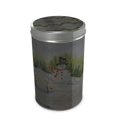 Festive Fun Cylinder Holiday Tin · Red Scarfed Snowman
