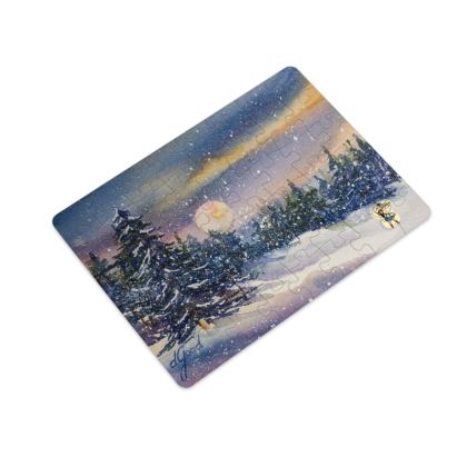 Pinescape Plastic Jigsaw Puzzle · Winter Moon in Pine Valley
