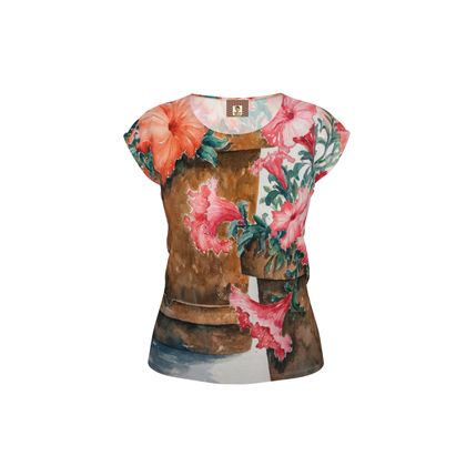 Ladies Comfy Art T Shirt · Potted Petunias