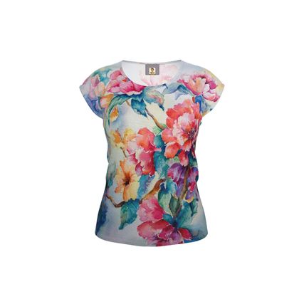 Ladies Comfy Art T Shirt · Flowering Dogwood Pink Blossoms on Woody Bark