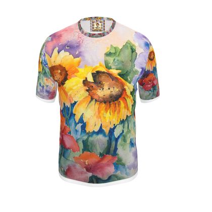 Mens Comfy Art T Shirt · Sunflower Poppy Bunch