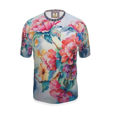 Mens Comfy Art T Shirt · Flowering Dogwood Pink Blossoms on Woody Bark