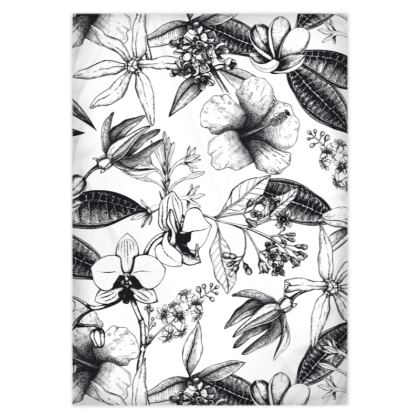 Black And White Exotic Floral Duvet Covers
