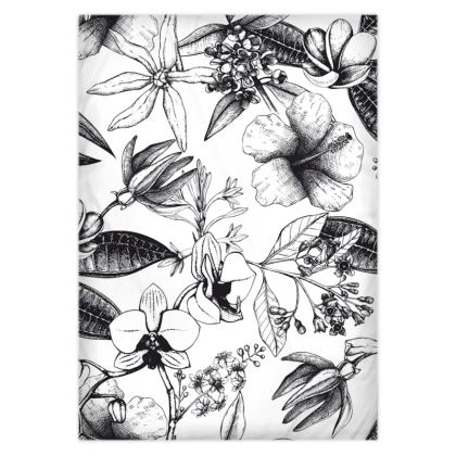 Black And White Exotic Floral Duvet Covers