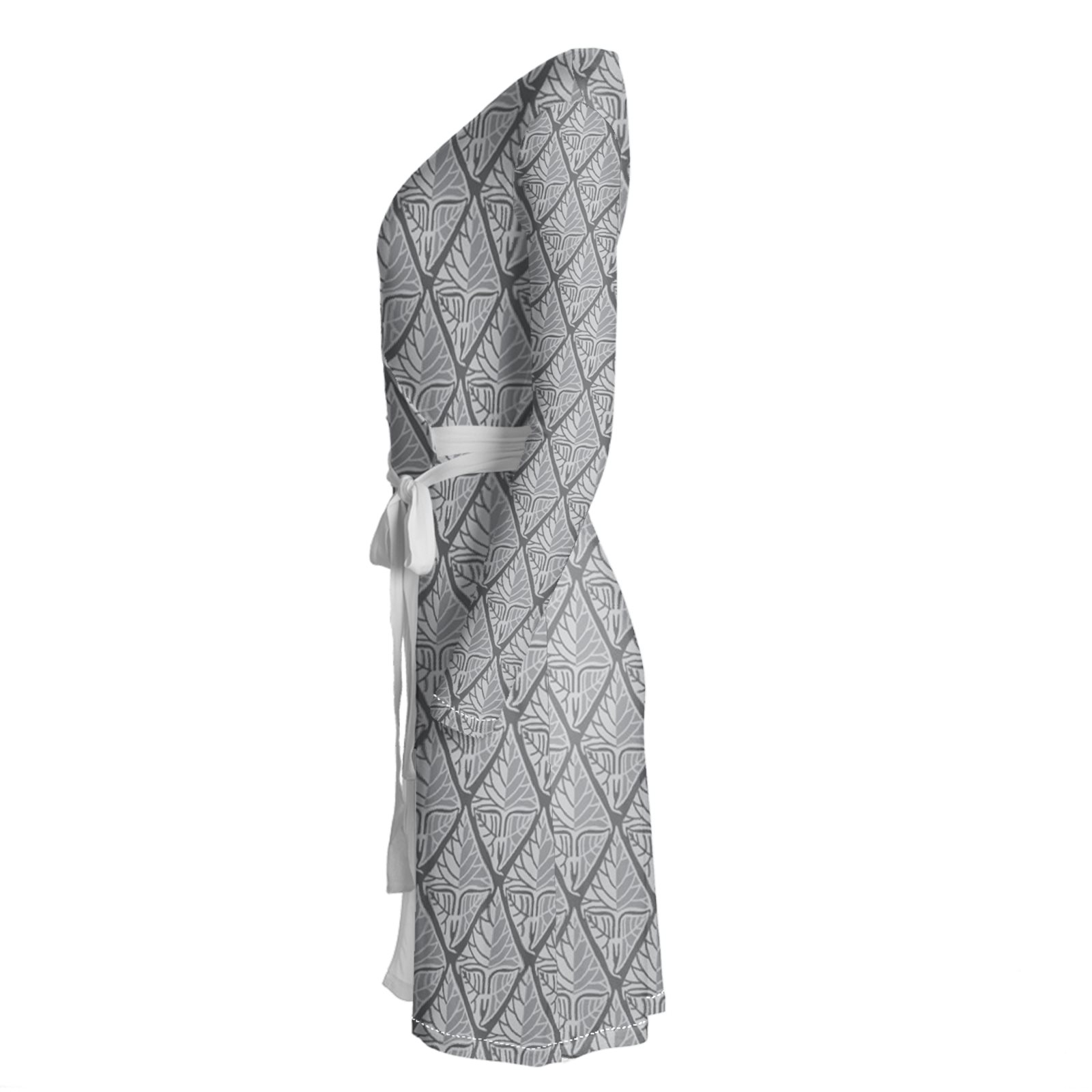 Gray Floral Wrap Dress by Pamwallis