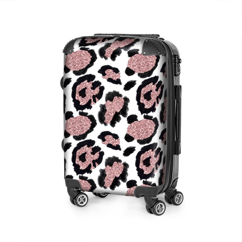 glitter leopard print suitcase