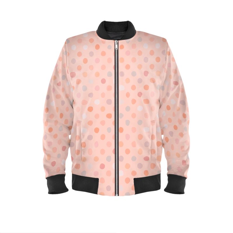 Silky dots Mens Bomber Jacket Peach polka dot powdery pink