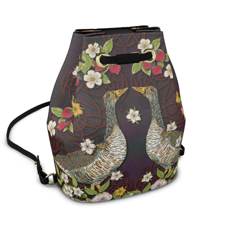 Geese with Summer Strawberries Bucket Backpack display picture 1