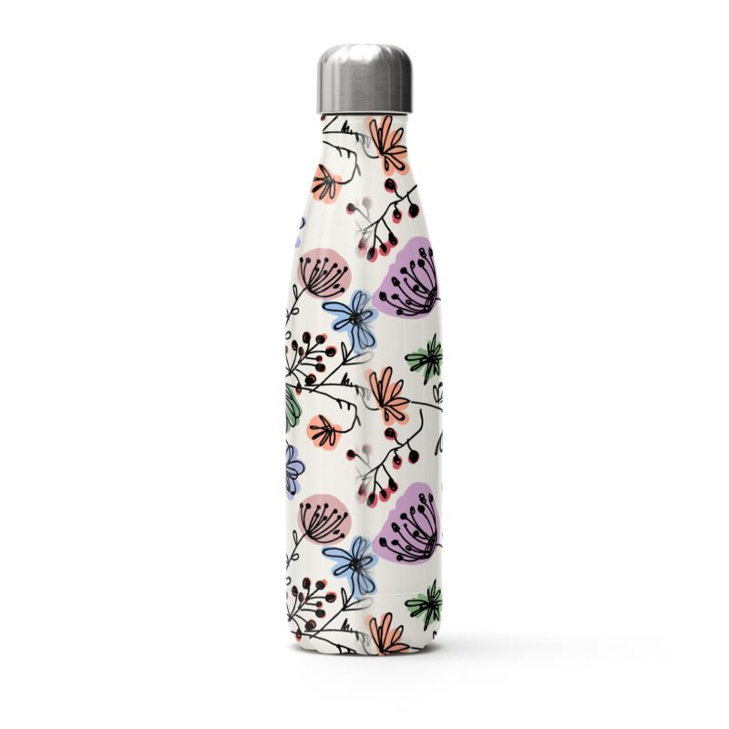 Wild flowers - Stainless Steel Thermal Bottle - floral, large