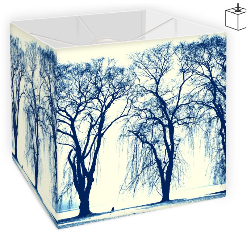 Blue Trees Square Lamp Shade