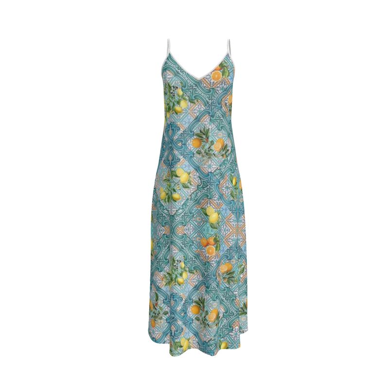 slip dress amalfi citrus lemon and orange fruit