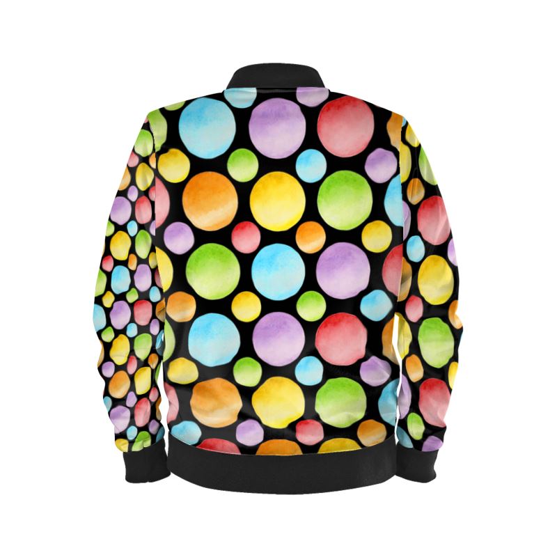 Navy Polka Dot Women's Bomber Jacket