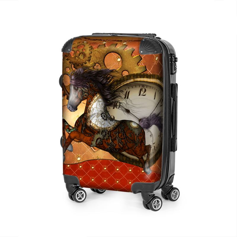 Luggage with horses on top it