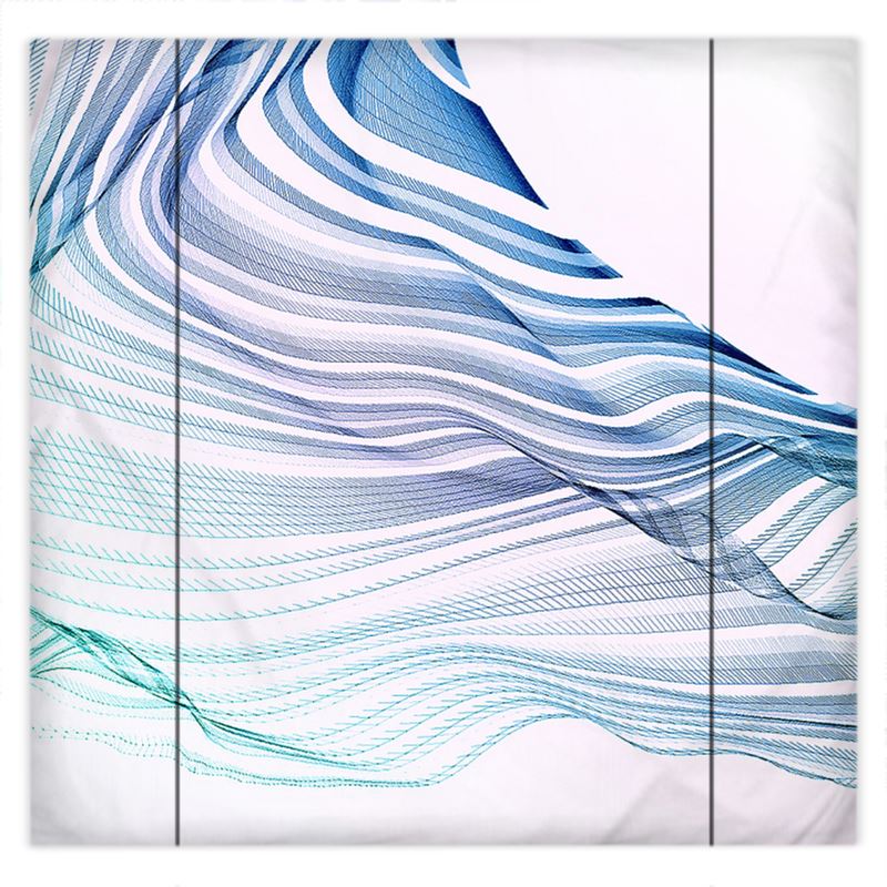 Wave Love Duvet Covers In Blue And Mint Green On White