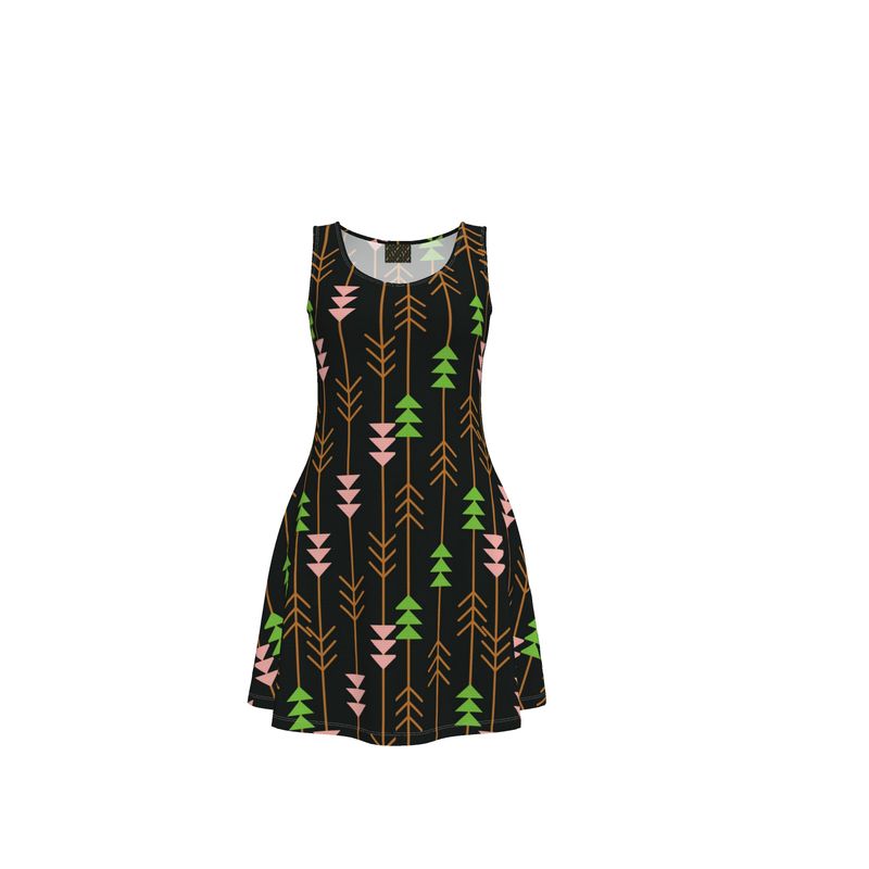 geometric skater dress Cream and Navy Geometric Skater Knit Mini Dress