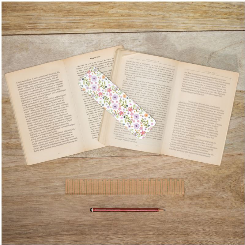 Single Leather Bookmark White Floral Passion