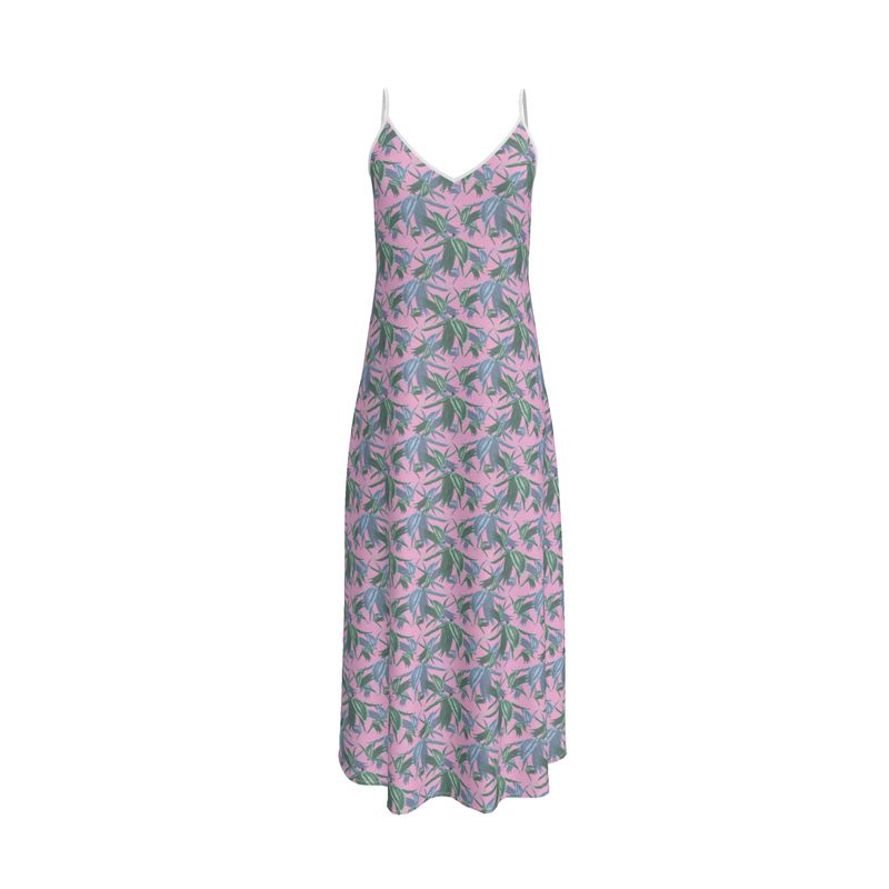 Slip Dress, Pink, Green, Floral, Alpina, Bamboo