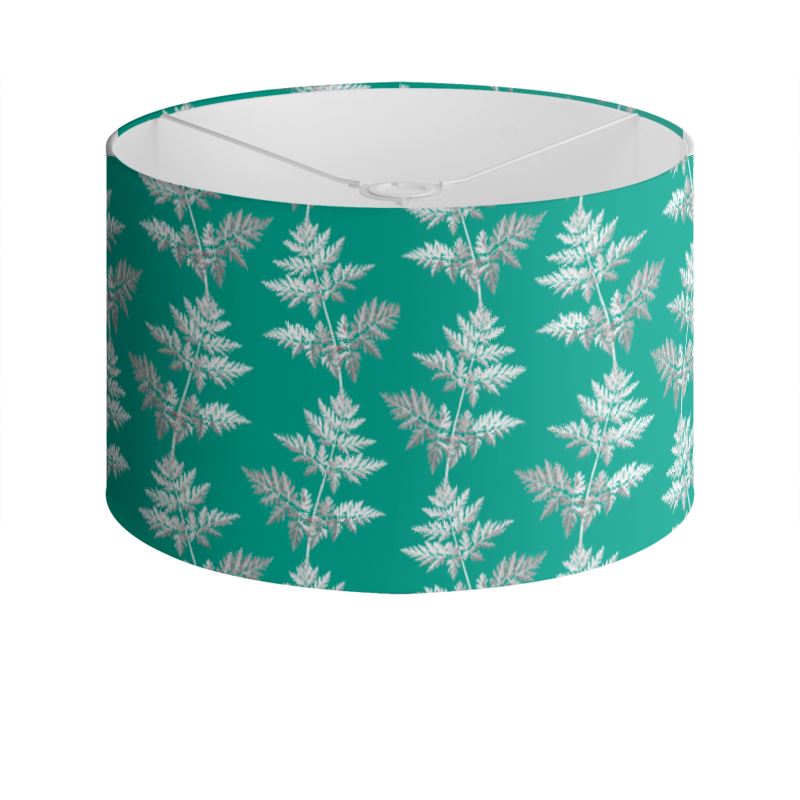 Forest Fern Drum Lamp Shade In Jade Green