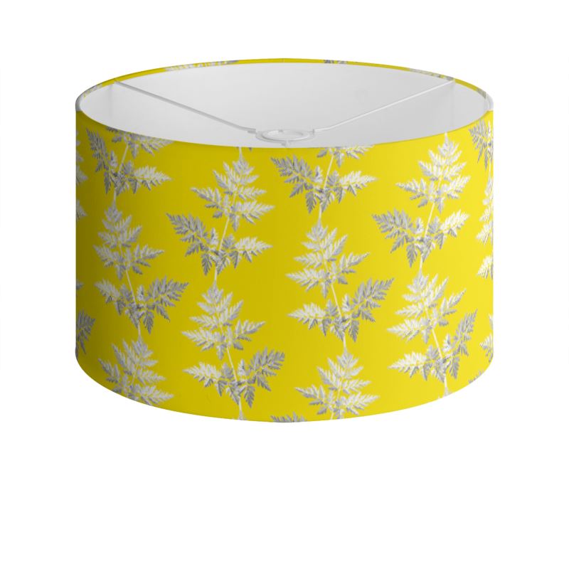 Forest Fern Drum Lamp Shade In Bright Yellow