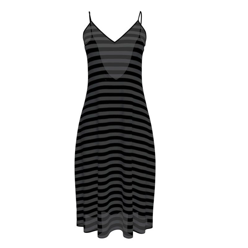 grunge midi dress Stripes Punk Rock and Roll Gothic Black Backless Cami maxi dress