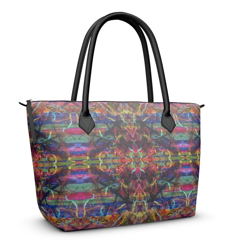 Ribbon Mandala Design Zip Top Handbag