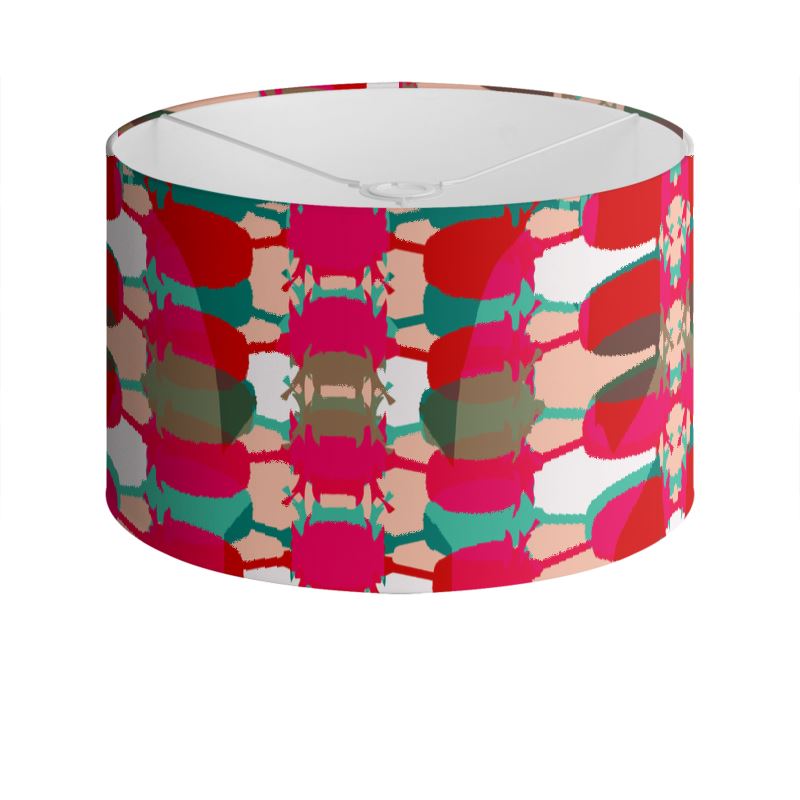 Red Teasel Geo Drum Lamp Shade