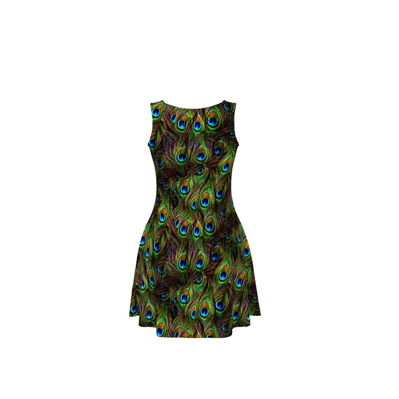 Peacock Feathers Invasion Skater Dress By Bonnie Phantasm Peacock Feathers Invasion Skater Dress By Bonnie Phantasm