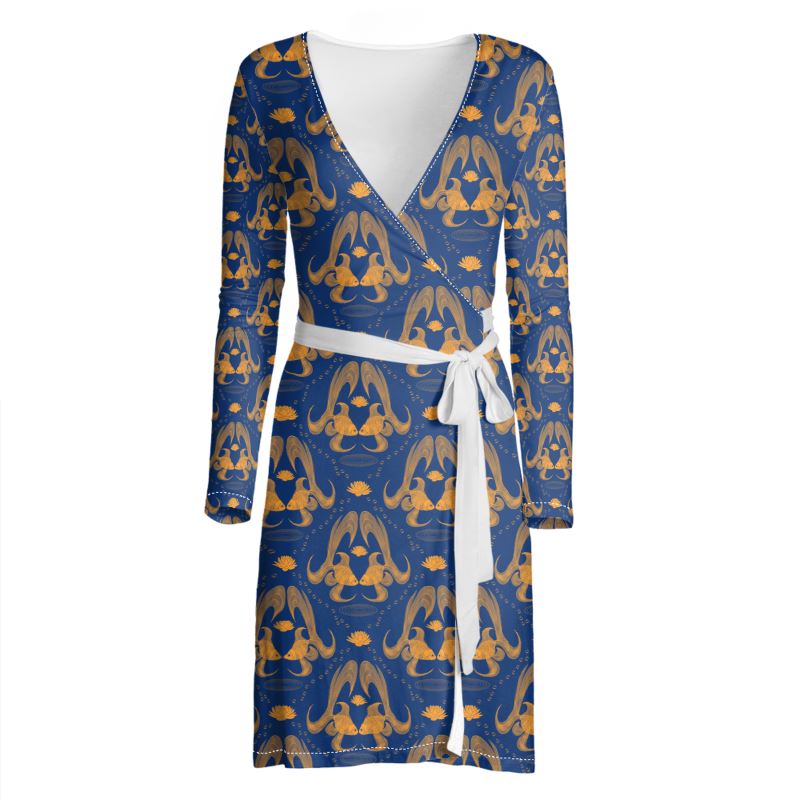 Goldfish Damask Wrap Dress By Amy Hadden Goldfish Damask Wrap Dress By Amy Hadden