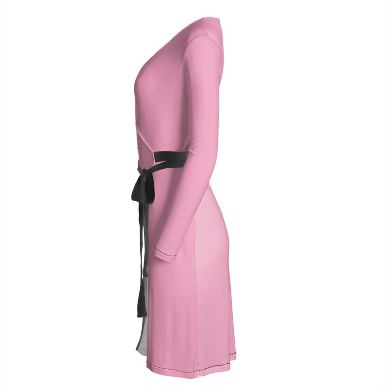 light pink wrap dress S Light Pink Solid Wrap Dress