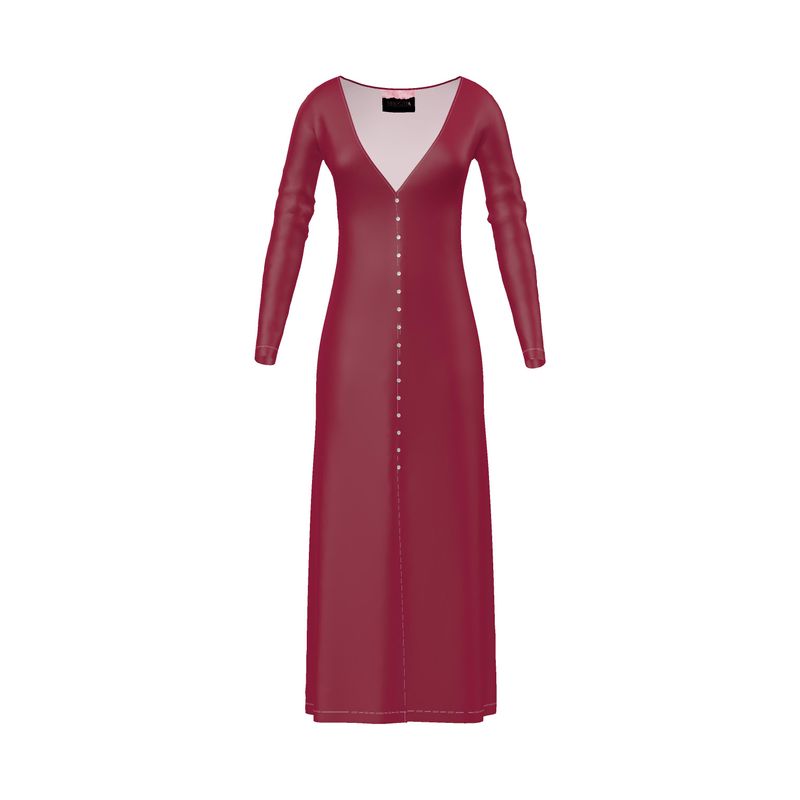MIADOTE Long Sleeve Maxi Cardigan Jersey | Vivid Burgundy