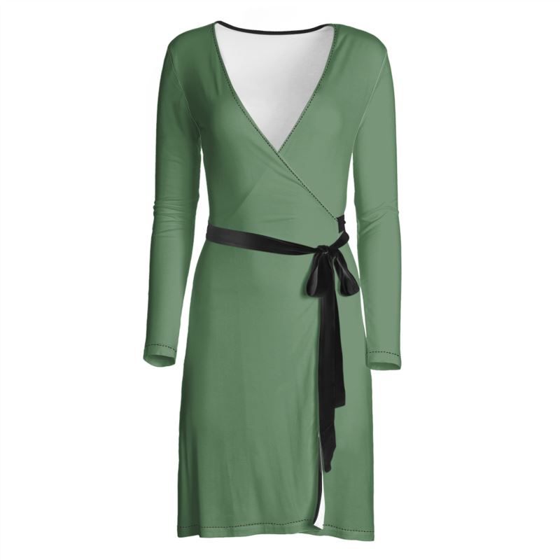 Elegant Long Sleeve Midi Wrap Dress Hazel Green By Miadote Elegant Long Sleeve Midi Wrap Dress Hazel Green By Miadote