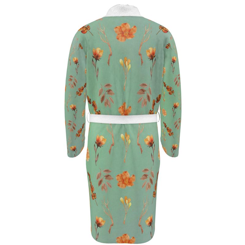 Petra's Burnt Orange Floral and Sage Green Dressing Gown Petra's Burnt Orange Floral and Sage Green Dressing Gown