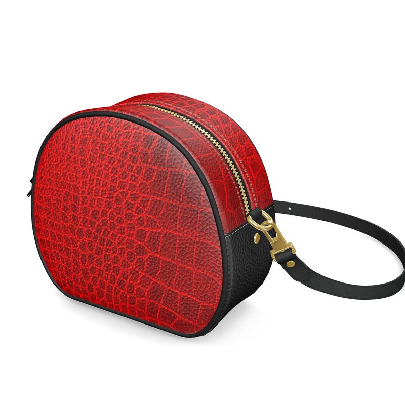 Round Leather Bag Red Round Box Bag