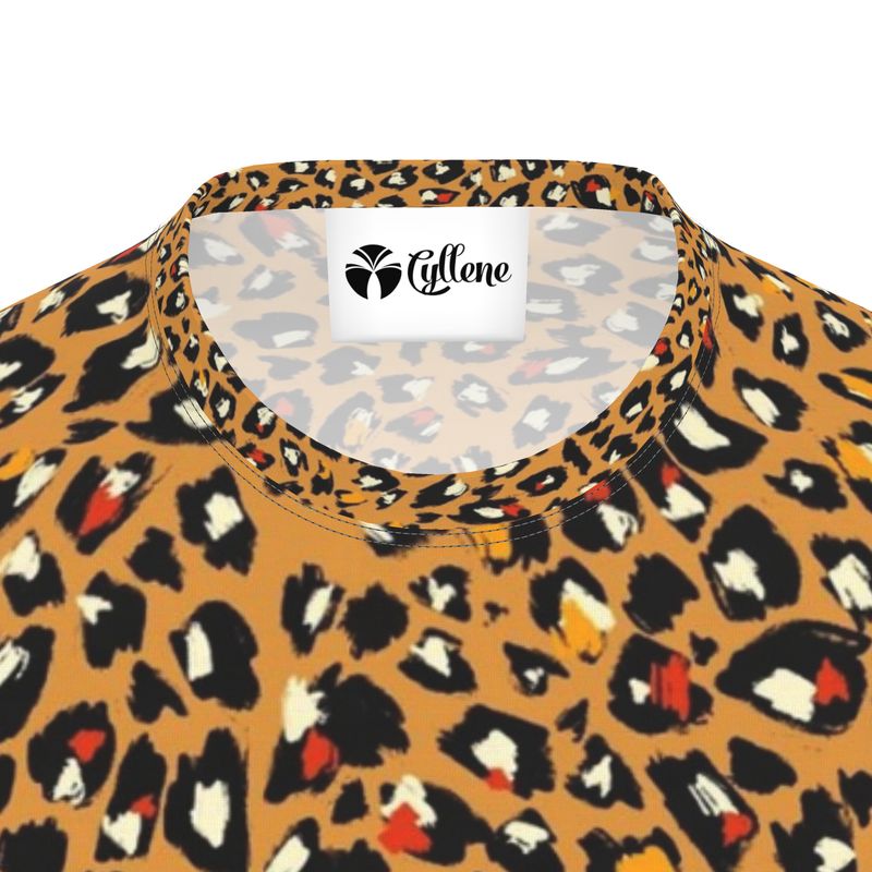 T-Shirt Marron Léopard Femme - Taille 42/44 (L) - Style Folk Rock - Occasion Très Bon État