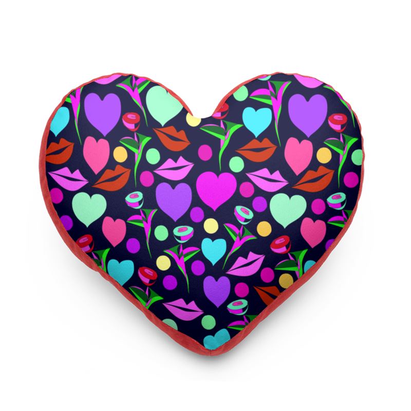 midnight blue hearts and kisses heart cushion bluehearts