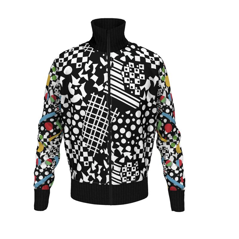 Black and white 90s geometric pattern Tracksuit Top