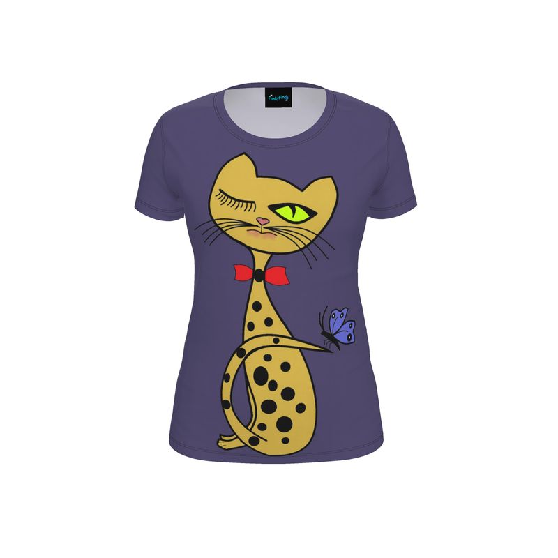 【1993studio】25SS★ Cat Drawing Women Regular Fit T-Shirt Weiyuqi Oversized Vintage T Shirts for Women Cat Print