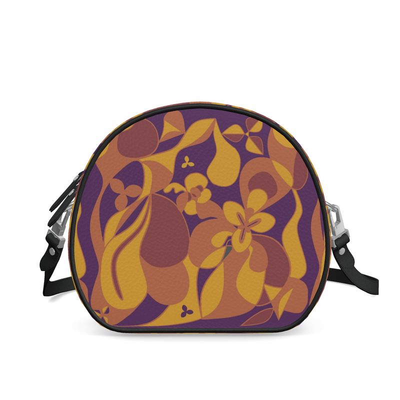 Purple and Yellow Orchid inspired Round Box Bag