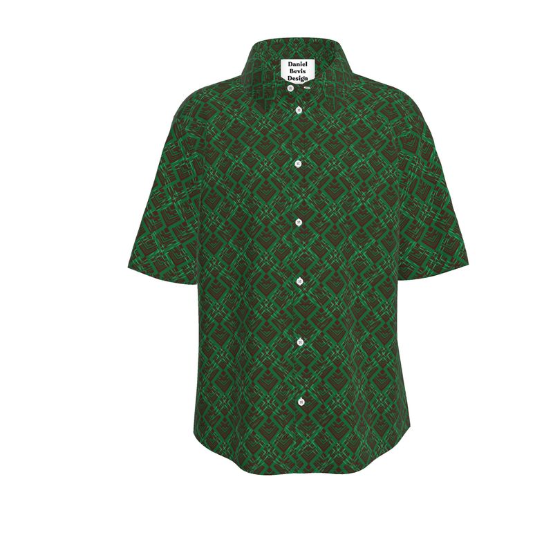 Tribal Print Guardian Emerald Green and Brown Green Shirt